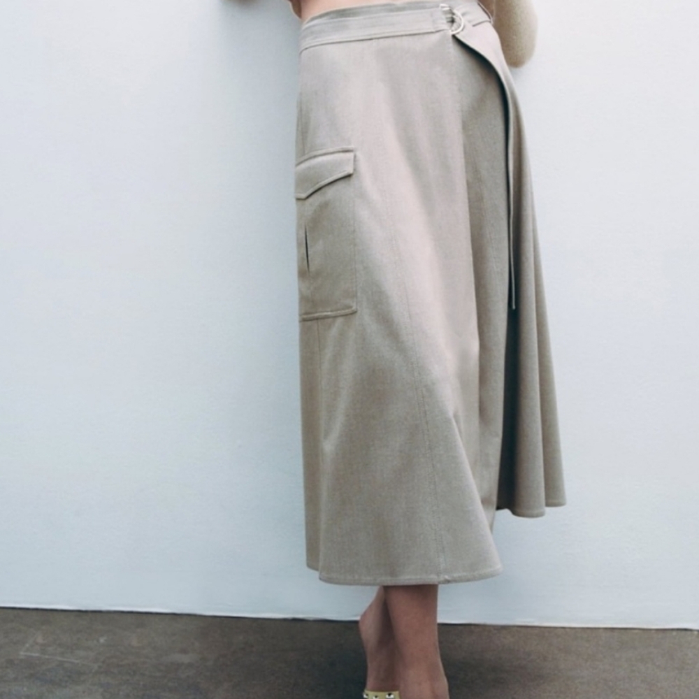 Elegant Beige Zara Wrap Skirt